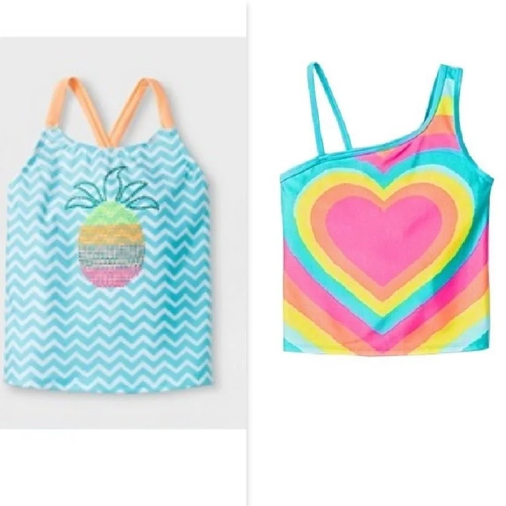 💥NWOT Cat & Jack Swim Tankini Top Set Size L(10-12)